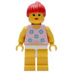 Woman, Tied Pink Tank Top with Flowers, Yellow Legs, Red Hair