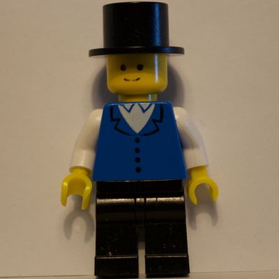 Man, Blue Vest over White Shirt, Top Hat