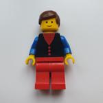 Man, Black Vest over Red Shirt, Red Legs, Brown Hair