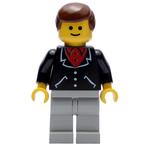 Man, Black Jacket over Red Shirt, Light Gray Legs, Brown Hair (3626a Head)