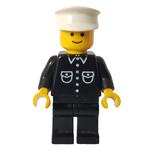 Man, Black Shirt with Buttons and Pockets, Black Legs, White Hat