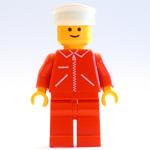 Man, Red Jacket with Zipper, Red Legs, White Hat