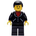 Man, Black Jacket over Red Shirt, Black Legs, Black Hair (3626b Head)