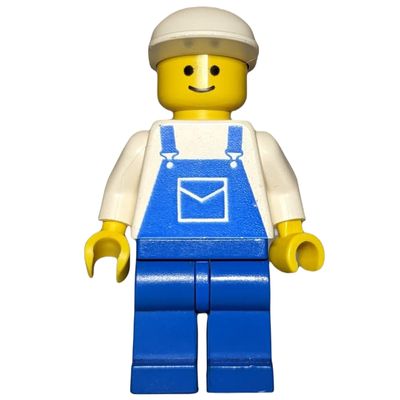 Man, Blue Overalls, White Cap