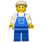 Man, Blue Overalls, White Cap