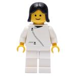 Woman, White Jacket with Zipper, White Legs, Black Hair