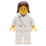 Woman, White Jacket with Zipper, White Legs, Brown Hair