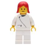 Woman, White Jacket with Zipper, White Legs, Red Hair