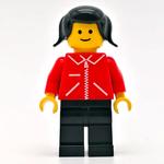 Woman, Red Jacket with Zipper and Pockets, Black Legs, Black Hair