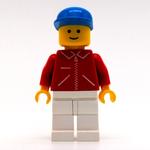 Man, Red Jacket with Zipper and Pockets, White Legs, Blue Cap