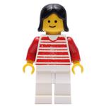 Woman, Red and White Striped Shirt, White Legs, Black Hair (3626a Head)