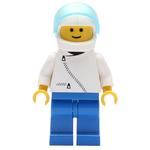 Man, White Jacket with Zipper, Blue Legs, White Helmet with Visor