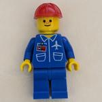 Ground Crew, Blue Jumpsuit with Plane and ID Badge, Red Hard Hat