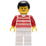 Man, White and Red Striped Shirt, White Legs, Black Hair