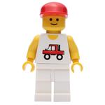 Man, White Vest with Truck, White Legs, Red Cap