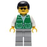 Man, Green Jacket, Light Gray Legs, Black Hair, Sunglasses