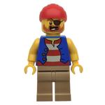 Pirate - Blue Torso, Dark Tan Legs, Red Cap