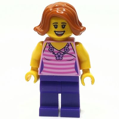 Bright Pink Torso, Dark Purple Legs, Dark Orange Hair