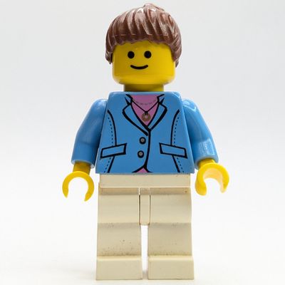Medium Blue Torso, White Legs, Reddish Brown Hair
