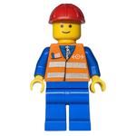 Worker - Orange Torso, BLue Legs, Red Helmet