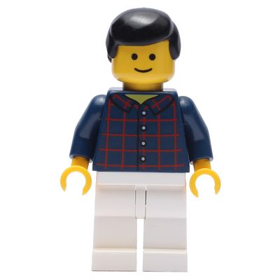 Dark Blue Torso, White Legs, Black Hair