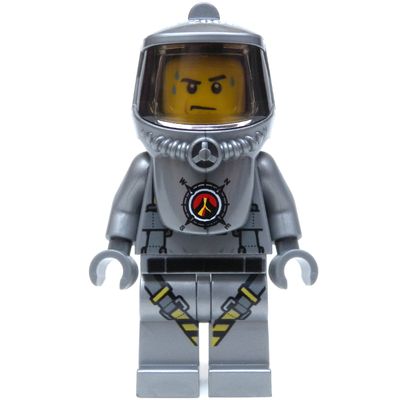 Volcano Explorer, Man, Flat Silver Hazmat Suit