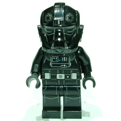 TIE Pilot, Printed Legs, Two Silver Stripes on Helmet, Silver Belt Pouches, Closed Mouth