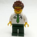 Man, White Shirt, Dark Green Legs, Orange Glasses
