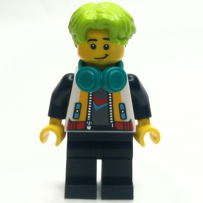 Blogger, White Jacket, Black Legs, Lime Hair