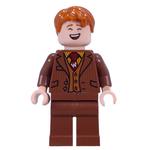 George Weasley in Reddish Brown Suit, Dark Red Tie