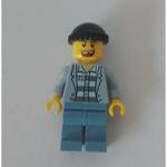 Criminal, Open Light Bluish Gray Jacket over Prison Shirt, Sand Blue Legs, Black Hat, Missing Tooth
