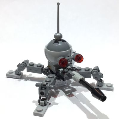 Dwarf Spider Droid, Dark Bluish Gray Dome, Fixed Black Cannon