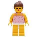 Woman, Pink Top with Spots, Yellow Legs, Brown Hair - Open Mouth