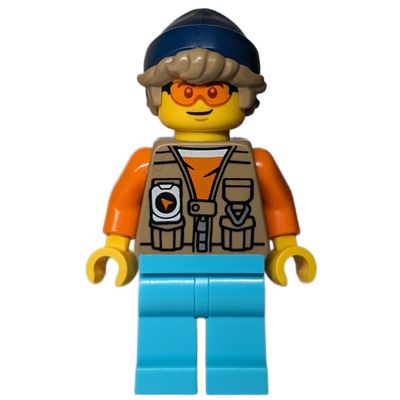 Train Driver, Dark Tan Vest, Medium Azure Legs, Dark Blue Hat