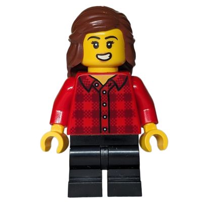 Girl, Red Torso, Black Medium Legs, Reddish Brown Hair