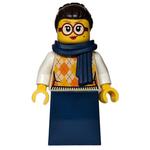 Woman, Tan Torso, Dark Blue Dress, Dark Brown Hair, Dark Blue Scarf